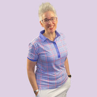 Purple Houndstooth Print Polo - Womensgolfgear