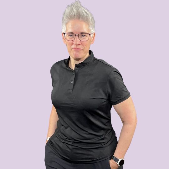Geometric Black Mock Neck Polo - Womensgolfgear