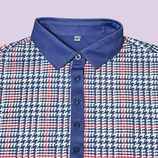 Purple Houndstooth Print Polo - Womensgolfgear