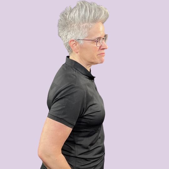 Geometric Black Mock Neck Polo - Womensgolfgear