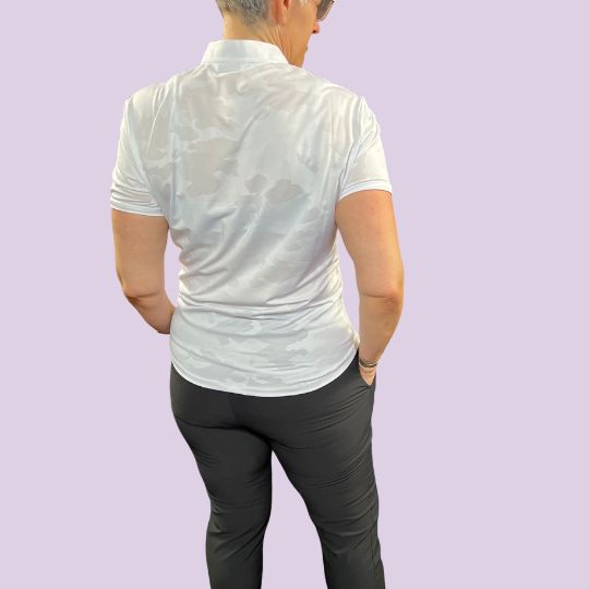 Cloud Camo Mock Neck Polo - Womensgolfgear