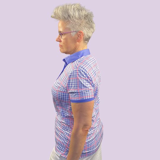 Purple Houndstooth Print Polo - Womensgolfgear