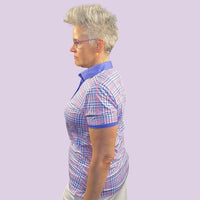 Purple Houndstooth Print Polo - Womensgolfgear
