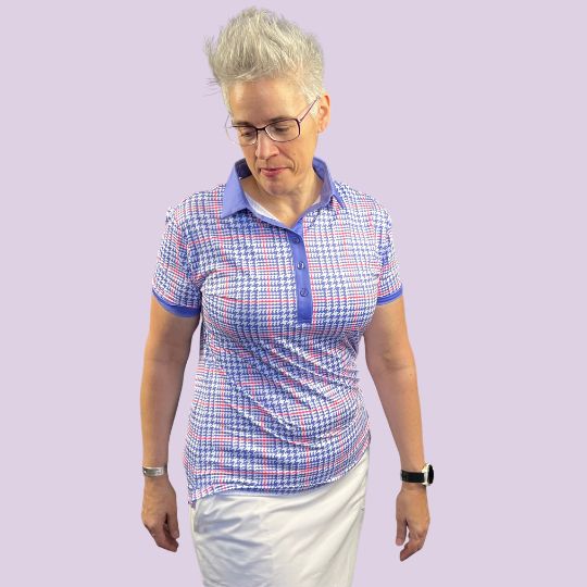 Purple Houndstooth Print Polo - Womensgolfgear