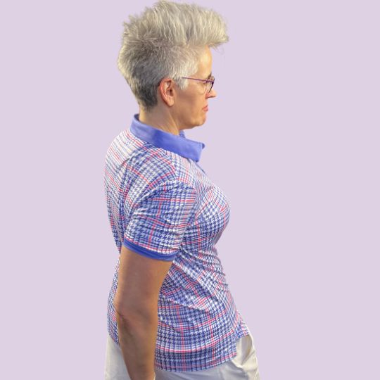 Purple Houndstooth Print Polo - Womensgolfgear