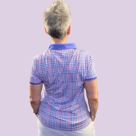 Purple Houndstooth Print Polo - Womensgolfgear